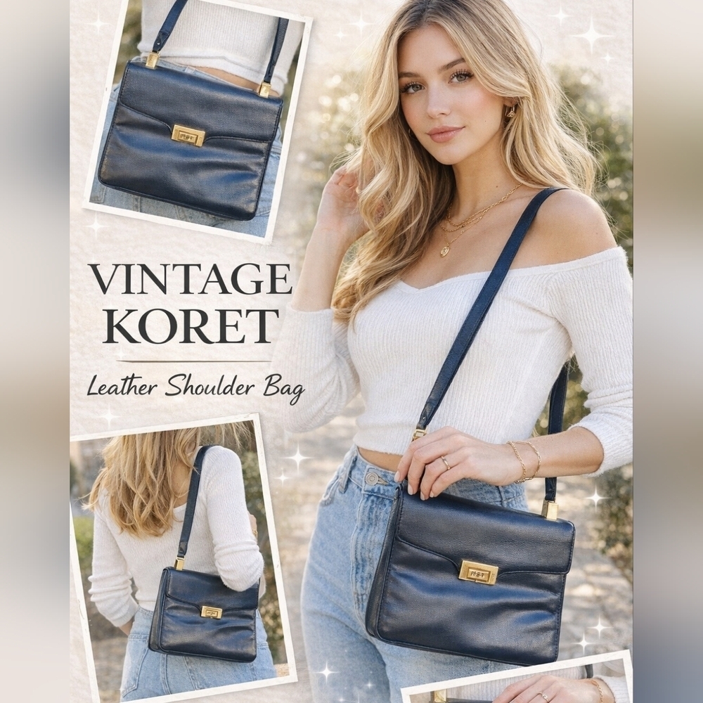 Vintage Koret blue leather shoulder bag‎